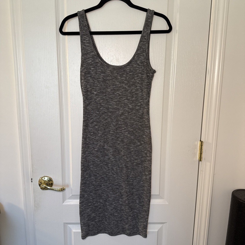 Forever 21 Gray Marled Ribbed Knit Tank Dress Sleeveless Bodycon Casual Sz S